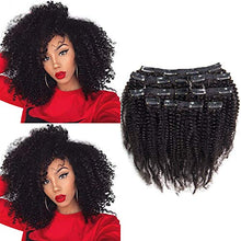 Load image into Gallery viewer, Riya 4B 4C Remy Hair Afro Kinky Curly Clip in Hair Extensions Brazilian Human Hair Clips in Real Hair Extensions for Black Women Can Be Dyed 120G/Set(12inch,Natural Black)
