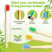 Load image into Gallery viewer, BAMBOOGALOO Kids Bamboo Toothbrush Set - 4 Pack Organic Rainbow Kids Toothbrushes &amp; Ultra-Soft Cotton Swabs - Bamboo Wooden Toothbrush with Soft &amp; Gentle BPA-Free Bristles - Plastic-Free Packaging
