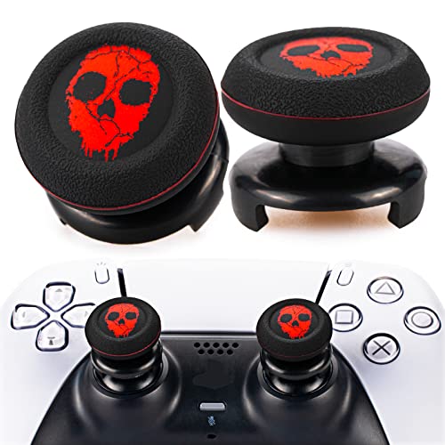 Playrealm FPS Thumbstick Extender & Printing Rubber Silicone Grip Cover 2 Sets for PS5 Dualsenese & PS4 Controller (Ghost Red)