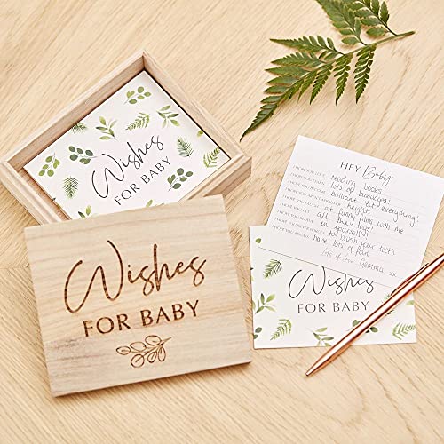 Ginger Ray Botanical Baby Shower Advice Cards & Keepsake Box Wood