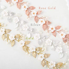 Load image into Gallery viewer, Unicra Bride Wedding Hair Vine Flower Headband Pearl Headpiece Bridal Hair Accessories for Women (Rose Gold)

