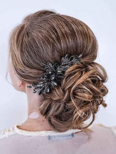 Load image into Gallery viewer, Handcess Bride Wedding Hair Combs Silver Rhinestone Bridal Hair Accessories and Headpiece for Women (Black)
