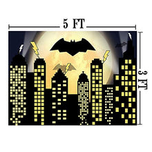 Load image into Gallery viewer, Qian Super City Theme Photography Backdrops Super Cityscape City Skyline Bat Photo Booth Boy&#39;s Birthday Party Decoration Supplies Background Studio Prop Vinyl
