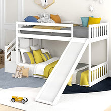 Load image into Gallery viewer, Bunk bed children's cabin bed frame with ladder wooden bunk bed for children, solid pine wood frame for kids dormitory school (loft bed with 2 Drawers)
