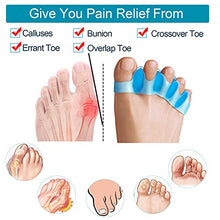 Load image into Gallery viewer, Sumiwish Toe Separators, 4 Pair (Blue and Clear) Soft Gel Toe Spacers to Correct Bunions, Toe Stretcher for Therapeutic Relief from Plantar Fasciitis, Hammer Toes, Claw Toes
