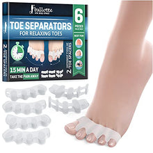 Load image into Gallery viewer, Toe Separators [6 Pcs] Soft Bunion Corrector and Two Pairs of Toe Straighteners to Restore Toes Original Shape, Toe Spacers for Active Lifestyles and Yoga Practice, Prevents Overlapping Toes
