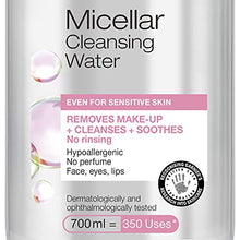Load image into Gallery viewer, Garnier Micellar Cleansing Water For Sensitive Skin 700ml, Gentle Face Cleanser &amp; Makeup Remover, Fragrance Free, Recognised By The British Skin Foundation, Use With Reusable Micellar Eco Pads
