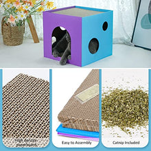Load image into Gallery viewer, ULIGOTA Cardboard Cat House with Scratcher/Catnip Cardboard Box Cat Play House Cardboard Cat Bed for Indoor Cats, Space for Kitties
