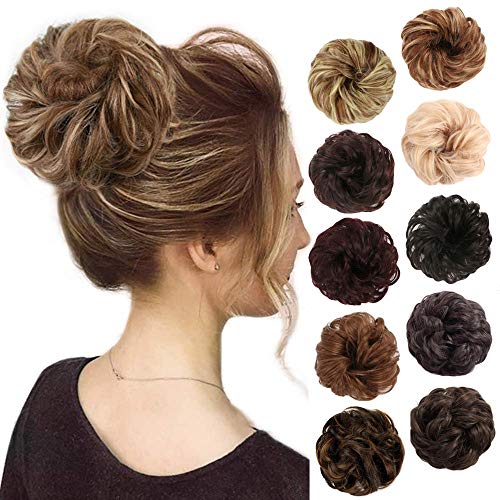 Messy Hair Bun Hair Scrunchies Bun Extension Curly Wavy Messy Synthetic Chignon Updo Hairpiece for Women and Girls