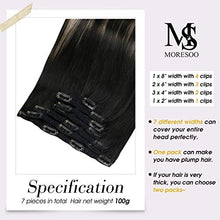Load image into Gallery viewer, Moresoo Balayage Clip in Hair Extensions Human Hair Extensions Clip in Black to Ash Blonde with Blonde 20 Inch Double Weft Clip in Human Hair Extensions 7PCS 120G
