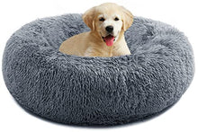 Load image into Gallery viewer, YOJOGEE Calming Donut Dog Bed for Medium Small Dogs Cats, Fluffy Anti Anxiety Dog Beds Washable Puppy Bed Non-Slip Plush Cuddler Warming Round Faux Fur Pet Bed
