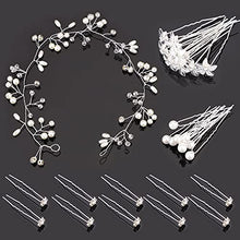 Load image into Gallery viewer, 30 pcs Crystal Flower Hair Pin and 1 Pearl Crystal Headband Bridal Flower Crystal Rhinestone U Shaped Hair Pins Wedding Hair Accessories Pearl Flower Hairpins Accessory Everyday Wear Women Girls
