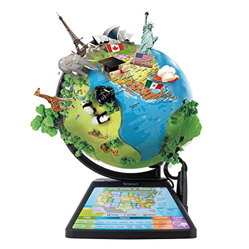 Oregon Scientific SG268R Smart Globe Adventure AR Educational World Geography Kids - Learning Toy (Black)