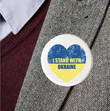 Load image into Gallery viewer, stika.co I Stand with Ukraine Badge, Pin Button Badge, United against war, 38mm, Button Chest Pin Badge (1)

