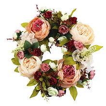 Load image into Gallery viewer, SogYupk Door Wreaths, 30CM Artificial Peony Flower Front Door Wreath for Spring Summer, All Seasons Floral Door Wreath for Farmhouse Office Home Wedding Party Decoration
