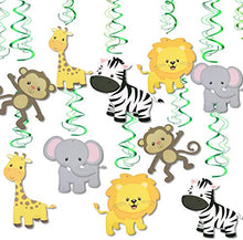 Load image into Gallery viewer, Konsait Jungle Animals Party Swirl Decorations, 30 Pack Hanging Swirl Animals Party Supplies Jungle Theme Birthday Party Decorations
