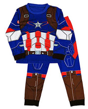 Load image into Gallery viewer, Captain America Avengers Infinity War Endgame Dress Up 2 Piece Pyjama Set Costume For Boys Or Girls Steve Rogers Marvel Long Sleeve PJs (3-4 Years) Blue
