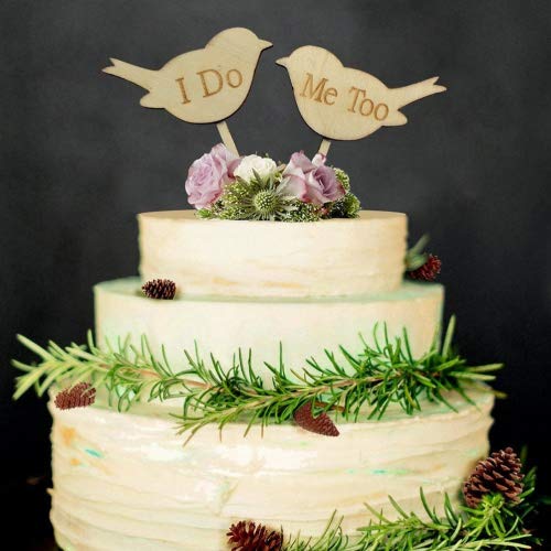 Veewon Wedding Cake Toppers I DO ME TOO Love Birds Wooden Cake Topper Wedding Engagement Decor Favor