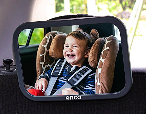 Onco Baby Car Mirror - 100% Shatterproof Baby Car Mirror for Back Seat - Drive Safe and Monitor Your Child - Essential Baby Accessories for New Parents - Winner of MadeForMums Awards