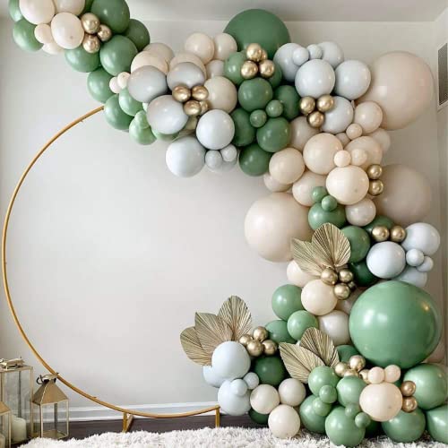 Sage Green Balloon Garland Arch Kit - 154pcs Avocado Green Balloon with Blush Balloons Gold Balloons and Macaron Gray Balloons for Wedding Birthday Party Baby Shower Party Background Decoration