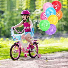 Load image into Gallery viewer, HOWAF 5th Birthday Balloons, Pack Of 24 5th Birthday Decorations Multicoloured Party Balloons Printed Latex Balloons &amp; 2 Ribbons for kids Happy Birthday Party Decorations Girls Boys - 12 inch(Age 5)
