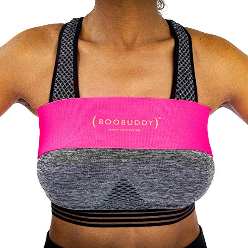 Booband Boobuddy Breasts Support Sport Band for Women - Sports Bra Alternative for Running, Exercise & Yoga - Adjustable & Comfortable Top - Prevents Injury & Improves Ladies Posture, Pink, Medium