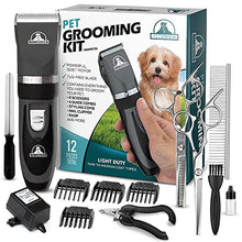 Load image into Gallery viewer, Pet Union Professional Dog Grooming Kit - Rechargeable, Cordless Pet Grooming Clippers &amp; Complete Set of Dog Grooming Tools. Low Noise &amp; Suitable for Dogs, Cats and Other Pets (Grey)
