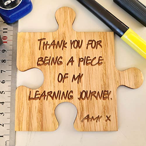 Personalised Gifts Best Teacher Thank You Grow Me Coaster Jigsaw - Oak