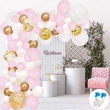Load image into Gallery viewer, Evance Balloon Garland Arch Kit 16Ft Long 128pcs Pink White Gold Balloons Pack for Girl Birthday Baby Shower Bachelorette Party Wedding Decorations Background Decorations
