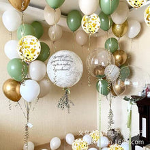 Load image into Gallery viewer, balloon arch，121Pcs Olive Green Balloon Garland Arch Kit,With Confetti Balloon and olive green, white, gold latex balloons,Suitable for boy and girl birthday party，Baby Shower Decorations
