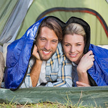 Load image into Gallery viewer, Maxmass Double Sleeping Bag, 4 Seasons Lightweight Camping Bag with 2 Pillows and Carrying Bag, Converts into 2 Singles, Waterproof Outdoor Sleeping Bags for Traveling, Backpacking and Hiking (Blue)
