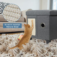 Load image into Gallery viewer, BRIAN &amp; DANY Collapsible Cat Cave for Indoor Cats, Multifunctional Cube Cat House with Cat Scratch Board &amp; Ball, 37.5 x 32.5 x 36 cm, Gray
