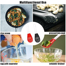 Load image into Gallery viewer, KINBOM 2pcs Multifunctional Cooking Spoons, Heat Resistant Plastic Non-Stick Can Be as Small Strainer Scoop Egg Separator Food Masher Garlic Ginger Grater Colander, Easy to Clean (Black, Red)
