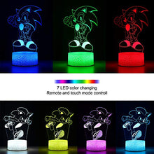 Load image into Gallery viewer, 3D Hedgehog Anime Night Light for Kids, 2 Patterns Hedgehog Toy 16 Color Changing with Remote Control,Birthday Gifts for Kids and Hedgehog Fans
