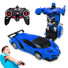 Load image into Gallery viewer, Pup Go 2 in 1 Transforming Remote Control Car, One-Click Deformation Robot RC Car Toys for Kids Age 3 4 5 6+ Year Old, Rechargeable 360° Rotation with Light, Birthday Gifts for Boys (Blue)
