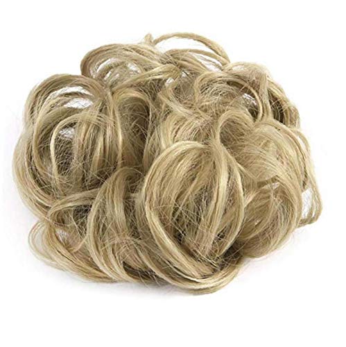 1pc Wavy Curly Messy Hair Bun Extensions Scrunchie Hair Bun Updo Hairpiece Hair Ribbon Ponytail Hair Extensions for Women Girls(ash Blonde)