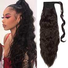 Load image into Gallery viewer, 20 Inch Wrap Around Ponytail Extension Corn Wave Magic Hairpiece Synthetic Ponytail Hair Extension For Women Ladies [Dark Brown]
