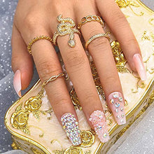 Load image into Gallery viewer, Sethexy Long Coffin Fake Nails Crystal False Nails Glitter Ballerina Stick on Nails Glossy Nails with Glue 24Pcs Acrylic Art Press-on Nail Tips for Women and Girls (E)
