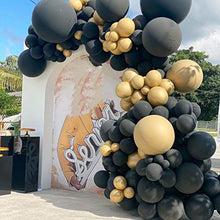 Load image into Gallery viewer, Oopat DIY Black and Gold Balloon Garland Arch Kit for 50th 60th Birthday Thanksgiving New Year Retirements Graduation Anniversary Party Backdrop Decoration
