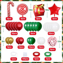 Load image into Gallery viewer, Christmas Balloon Arch Kit, 126PCS Christmas Arch with Red and White Christmas Balloons, Candy Cane Foil Balloons, Christmas Balloon Garland Arch Kit for New Year Xmas Holiday Party Decor
