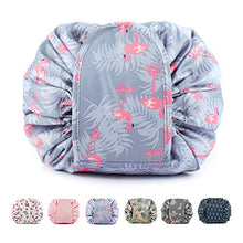 Load image into Gallery viewer, Portable Lazy Drawstring Makeup Bag Travel Cosmetic Pouch Toiletry Organizer Waterproof Large for Women and Girls (A-Flamingo)
