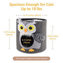 Load image into Gallery viewer, Dripex Collapsible Cat House, Novelty Owl Cat Cave Bed, Felt Cat Hideaway with Washable Mats - Grey
