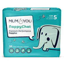 Load image into Gallery viewer, MUM &amp; YOU Premium Performance Nappychat Eco-Nappies, Size 5 (36 Nappies) with Smart Tube Technology for Extra Leak Protection
