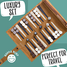 Load image into Gallery viewer, Jaques of London Backgammon Set | Luxury Backgammon Set | Travel Roll Up Backgammon Game with Traditional Tan Design | Genuine Leather Backgammon Set | Since 1795
