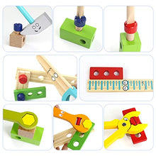 Load image into Gallery viewer, Wooden Toys Kids Tool Set-Wooden Kids Tool Box Kit Construction Role Play Toys for 3 4 5 6 Year Olds Girls Boys,Children Woodworking Tools and Accessories Pretend Play Tool Kits
