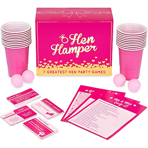 Hen Hamper - 7 Hilarious Hen Party Games (Bubbly Pong, Mr & Mrs, Hen Charades, I Have Never, Who Knows the Bride Best, What Am I, Truth or Dare) perfect for a fun hen do!