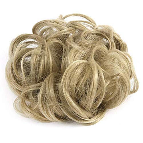 1PC Wavy Curly Messy Hair Bun Extensions Scrunchie Hair Bun Updo Hairpiece Hair Ribbon Ponytail Hair Extensions For Female Girls(Ash Blonde)