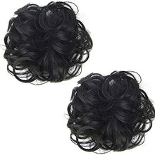 Load image into Gallery viewer, 2 PCS Messy Hair Bun Extension Wrap On Updo Hairpiece Ponytail Scrunchy Hairpiece-Black 1
