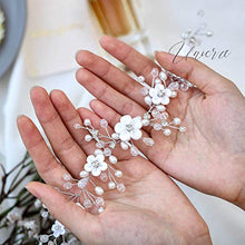 Load image into Gallery viewer, Unicra Bride Wedding Hair Vine Flower Hair Accessories Pearl Bridal Headpiece Hair Band for Women and Girls (Silver)
