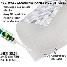 Load image into Gallery viewer, Novecrafto Grey Mosaic Pattern PVC Wall Cladding Panels - Real Tile Look &amp; Feel 3D Design - 20 panels - 9 sqm | 96.8 sqf PVC Plastic Panelling Sheets For Bathroom &amp; Kitchen Splashback &amp; Backsplash
